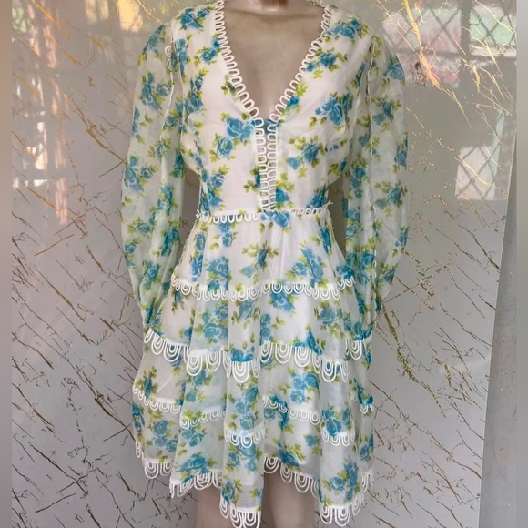 Dresses & Skirts - Amazing Floral Blue and White Dress Zimmerman Feels